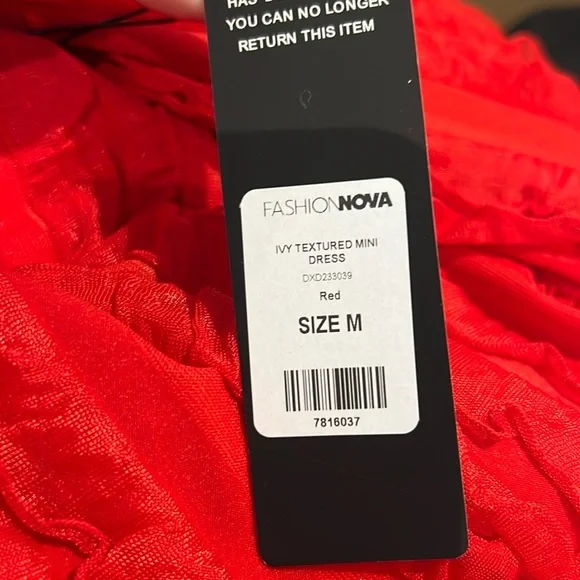 New Fashion Nova Ivy Textured Mini Dress - Red Sz M - Picture 2 of 4